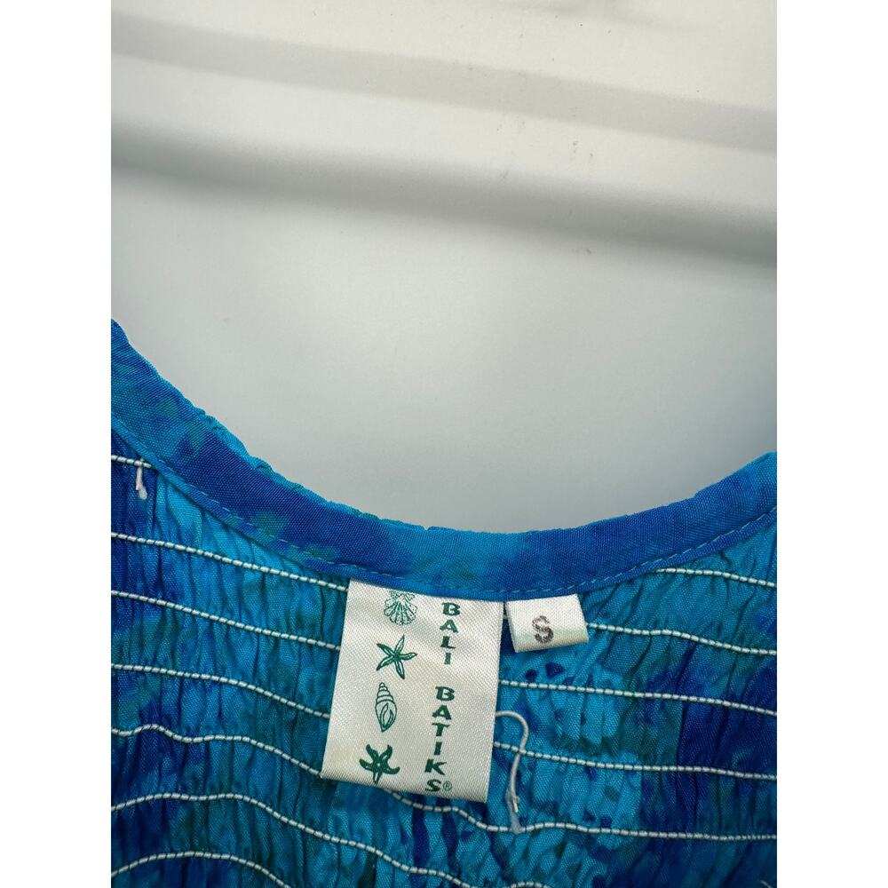 Bali Batiks Blue Tie Dye Midi Dress Women Sz S Boho Artisan Resort Coastal Indie - Picture 6 of 8